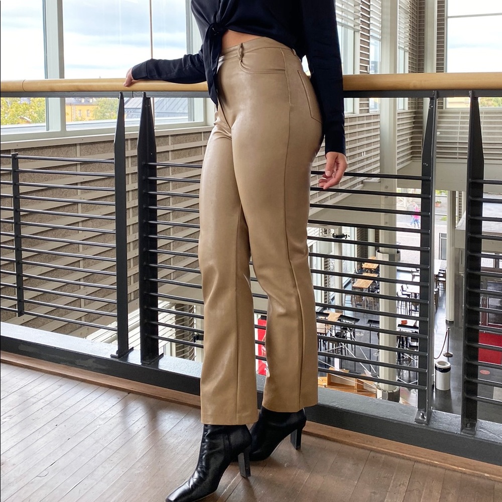 Camel Tan Aritzia Melina leather pants 00